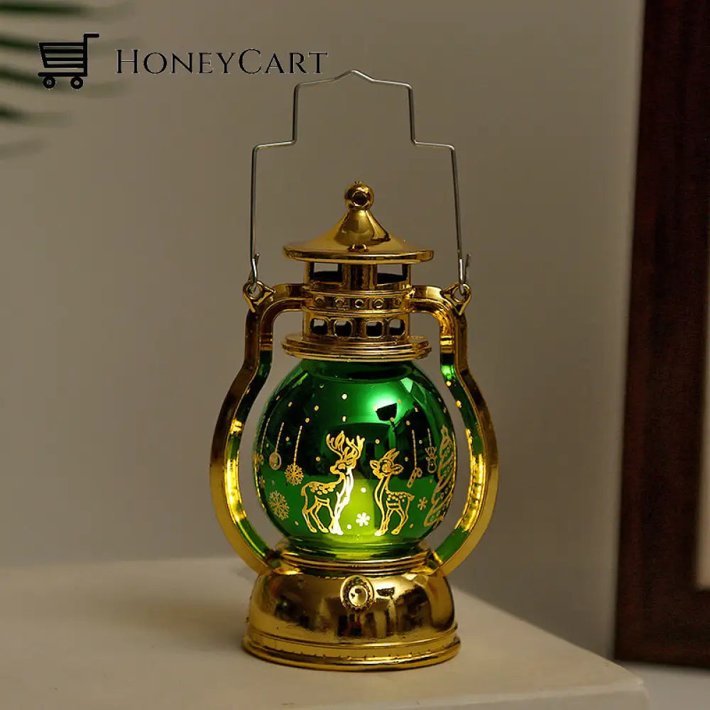 Christmas Lamp Led Lantern Hanging Decor Gold