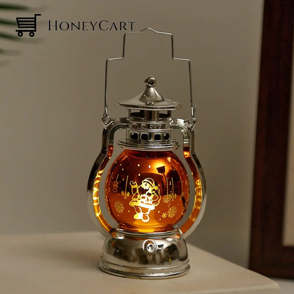 Christmas Lamp Led Lantern Hanging Decor Silver