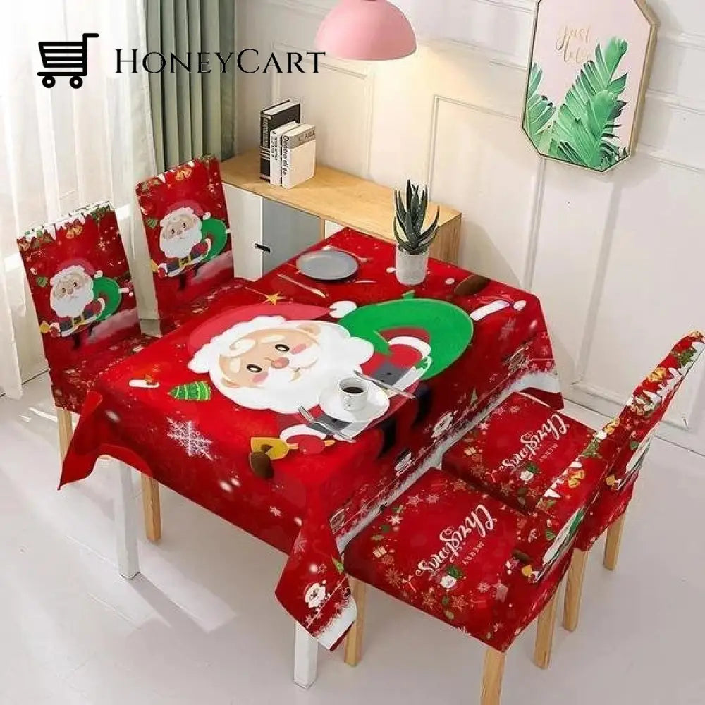 Christmas Tablecloth Chair Cover Decoration Red Santa / Single Tablecloth(140*180Cm)