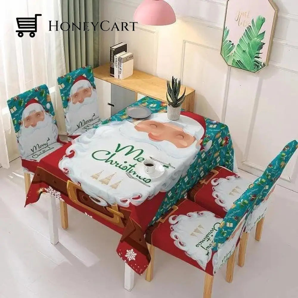 Christmas Tablecloth Chair Cover Decoration Santa Claus / Single Tablecloth(140*180Cm)