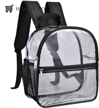 Clear Small Backpack Stadium Approved Water Proof Transparent Black Pvc Ltt-Bag