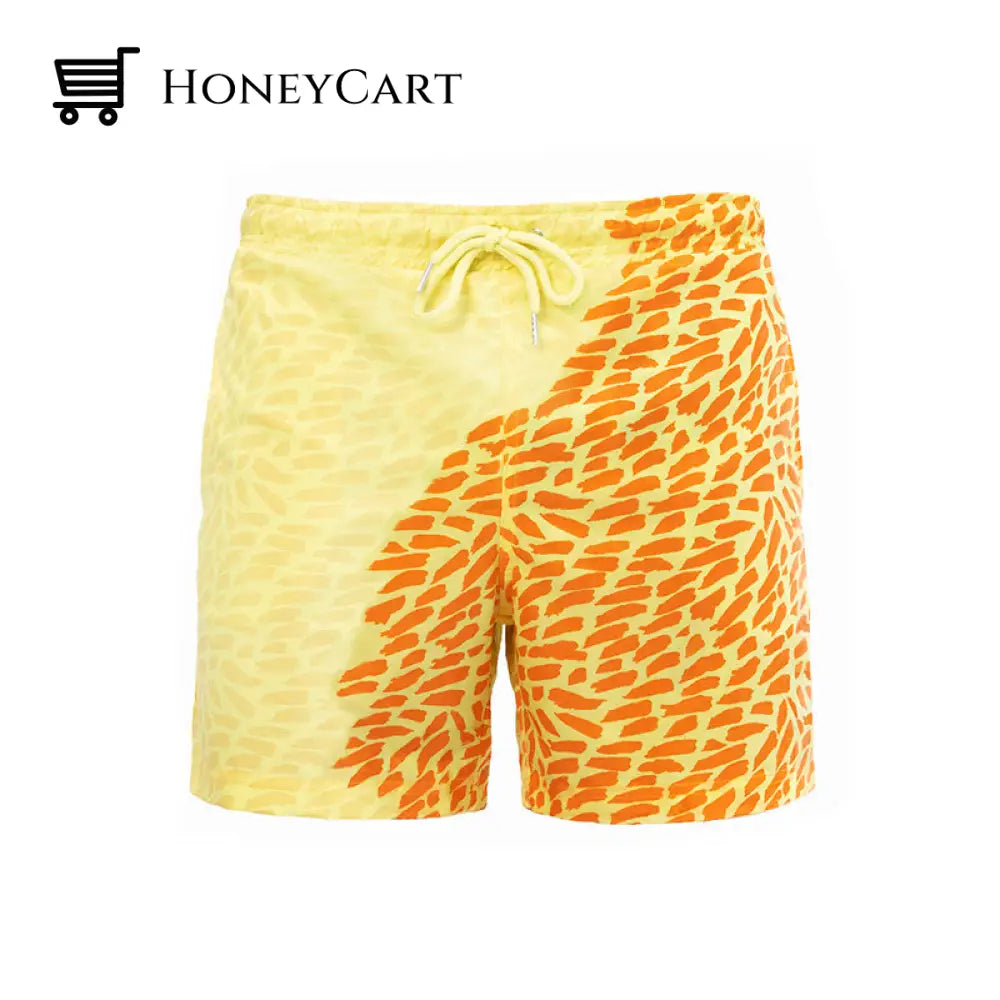 Color-Changing Beach Pants Swim Trunks Broken Yellow / S