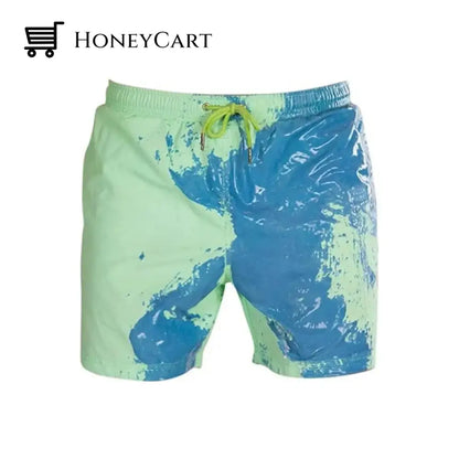 Color-Changing Beach Pants Swim Trunks Green-Blue / S
