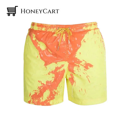 Color-Changing Beach Pants Swim Trunks Yellow-Orange / S