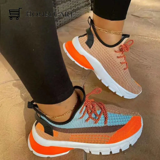 Colorful Sporty Design Comfortable Chunky Soles Sports Sneakers Shoes For Women