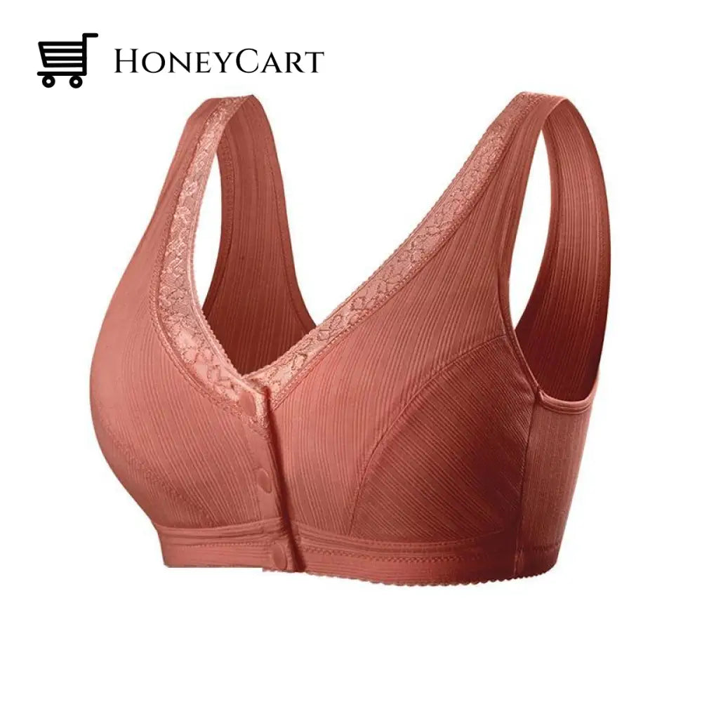 Comfortable Front Button Bra Caramel / 36