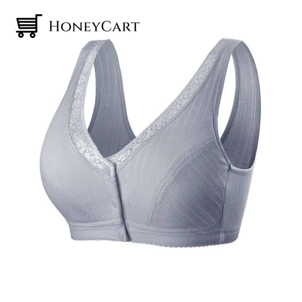 Comfortable Front Button Bra Gray / 36