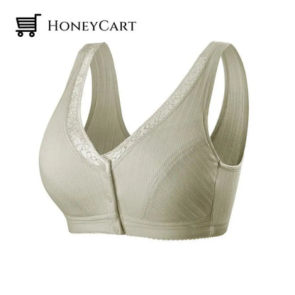 Comfortable Front Button Bra Green / 36