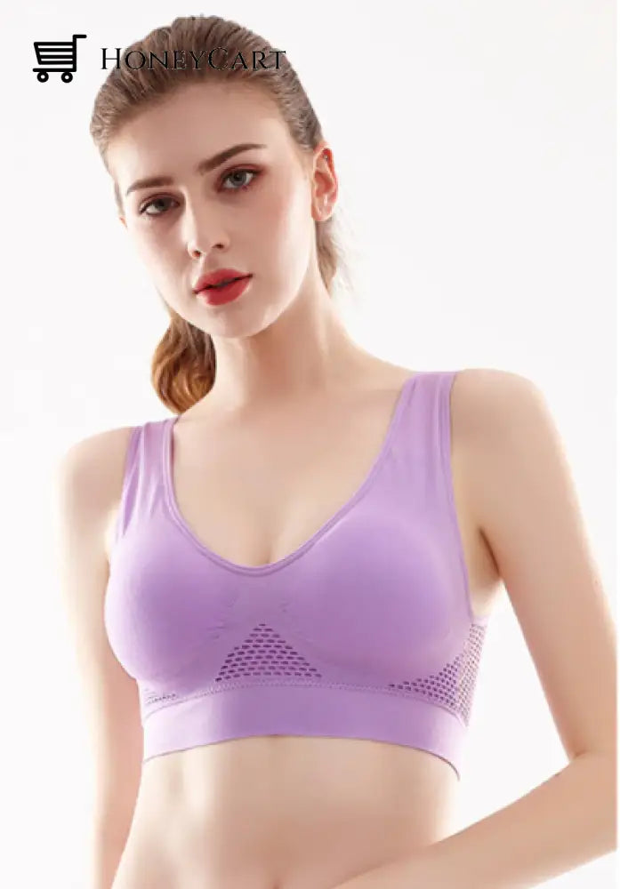 Comfortable High Impact Airy Sports Bra For Large Breasts With Plus Size And Removable Pads