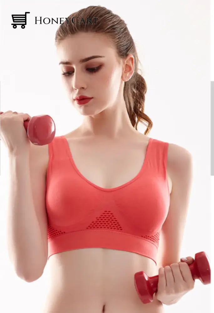 Comfortable High Impact Airy Sports Bra For Large Breasts With Plus Size And Removable Pads