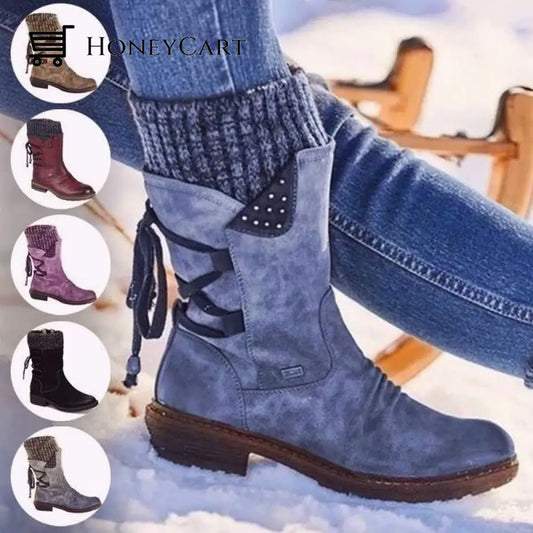 Comfortable Low Heel Mid-Calf Womens Boots Beauty& Health