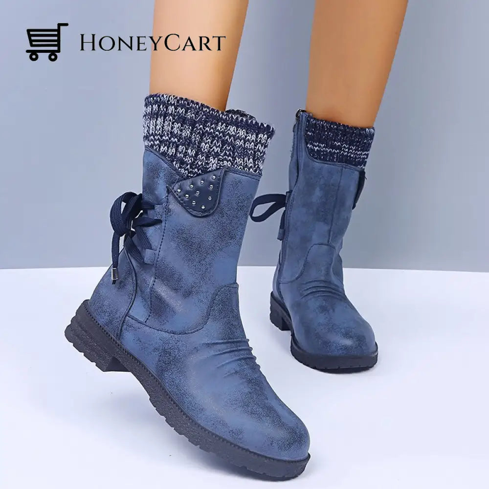 Comfortable Low Heel Mid-Calf Womens Boots Beauty& Health