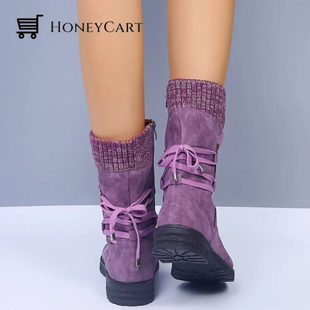 Comfortable Low Heel Mid-Calf Womens Boots Beauty& Health