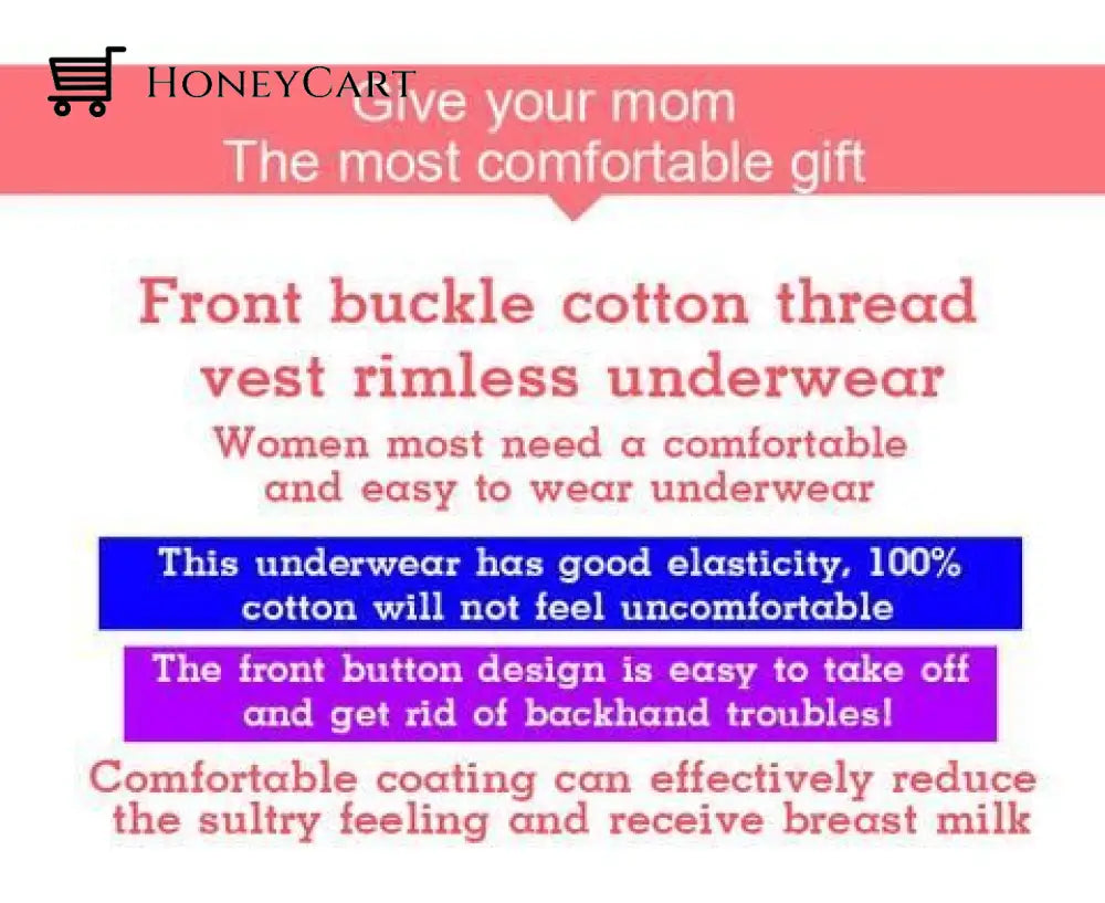 Cotton Bra Wire-Free Middle-Aged Bras Elderly Mama Front Buckle Underwear Large Size Comfortable