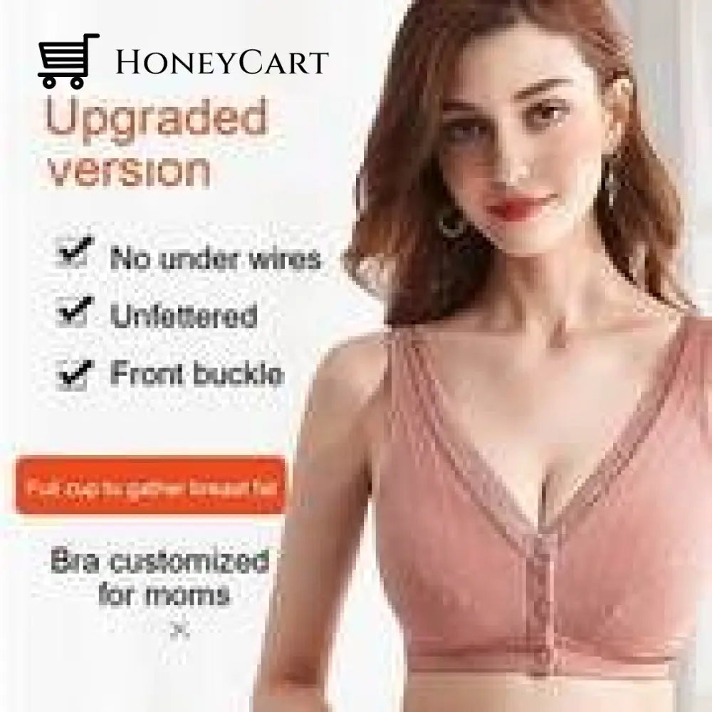 Cotton Bra Wire-Free Middle-Aged Bras Elderly Mama Front Buckle Underwear Large Size Comfortable
