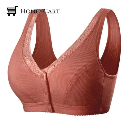 Cotton Bra Wire-Free Middle-Aged Bras Elderly Mama Front Buckle Underwear Large Size Comfortable