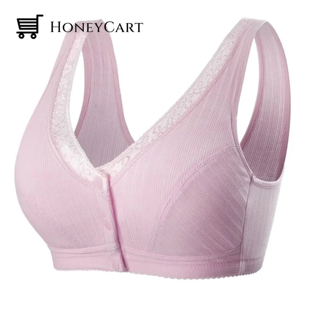 Cotton Bra Wire-Free Middle-Aged Bras Elderly Mama Front Buckle Underwear Large Size Comfortable