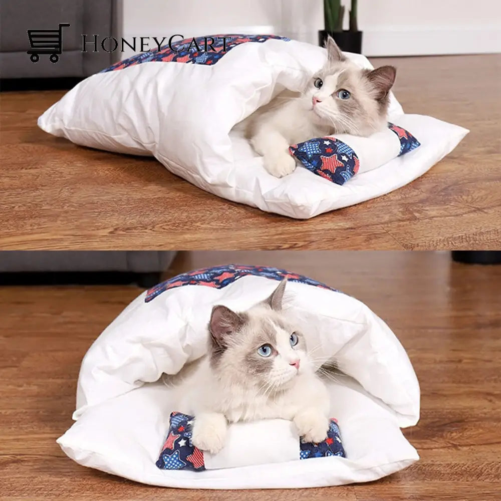 Cozy Cat Bed With Pillow Blue Star / S 45X30Cm