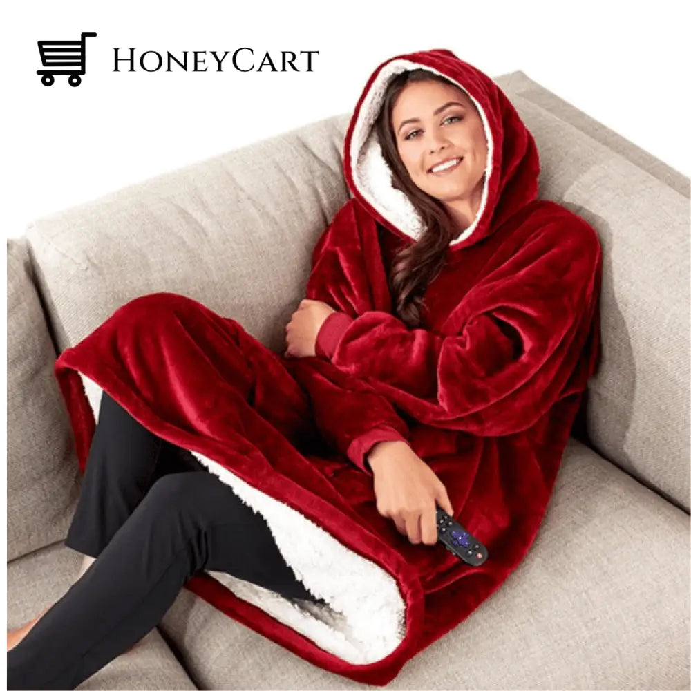 Cozy Warm Blanket Hoodie Red