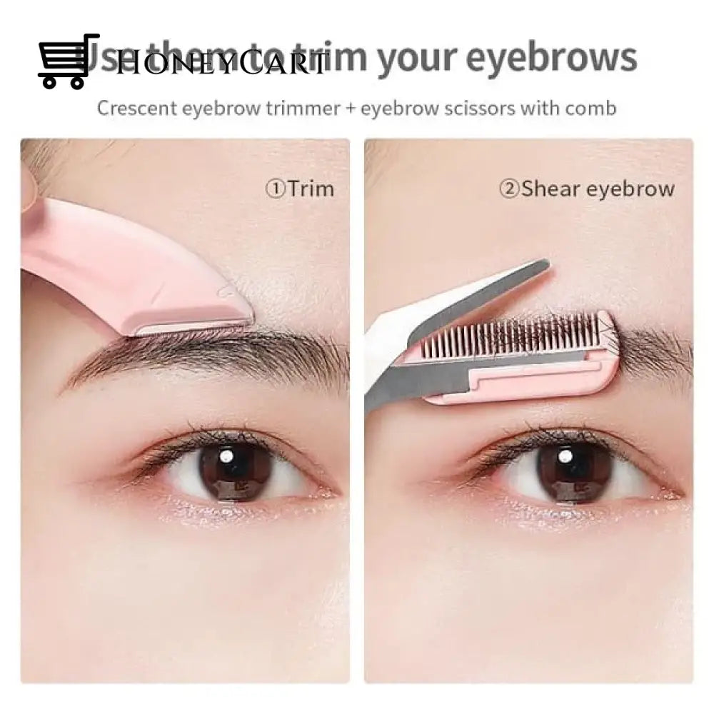 Crescent Eyebrow Trimmer Set Scissors With Comb Eye
