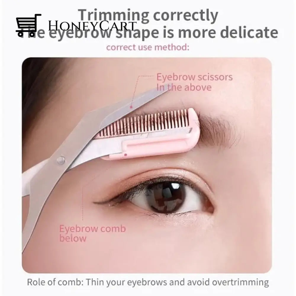 Crescent Eyebrow Trimmer Set Scissors With Comb Eye