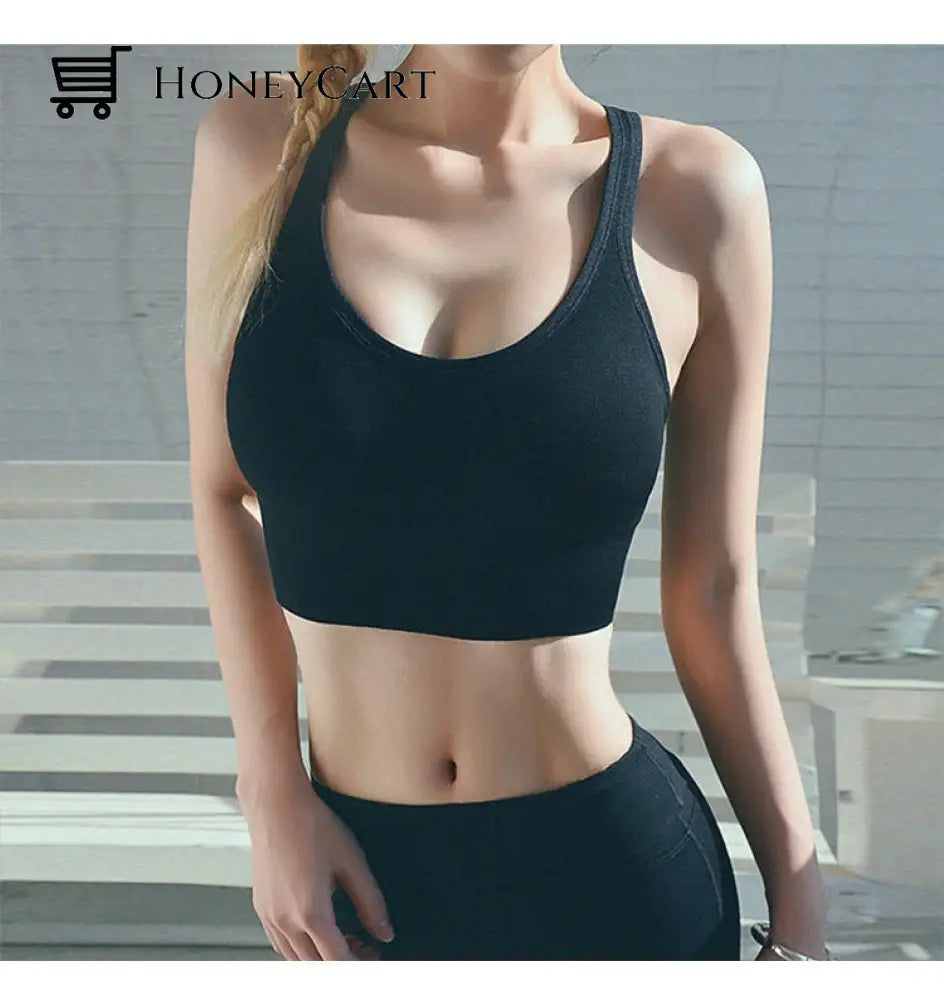 Criss-Cross Push Up Seamless Sports Bra High Impact Shockproof With Buckle For Yoga And Gym
