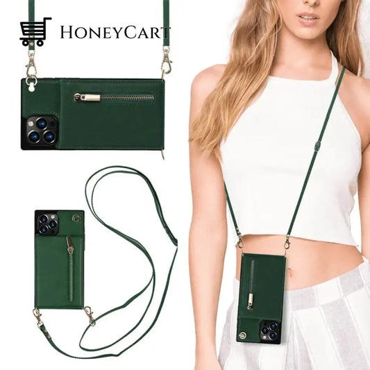 Crossbody Wallet Iphone Case Green / 13 Pro Max