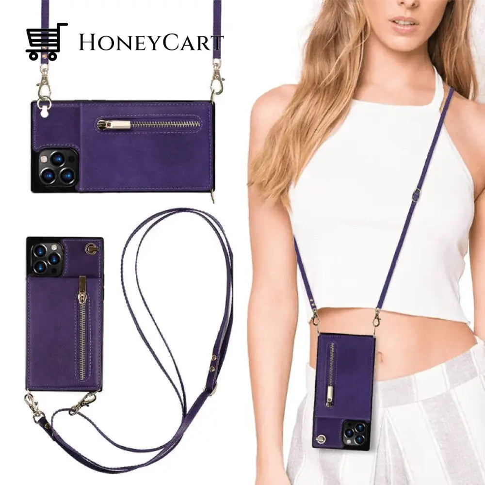 Crossbody Wallet Iphone Case Purple / 13 Pro Max