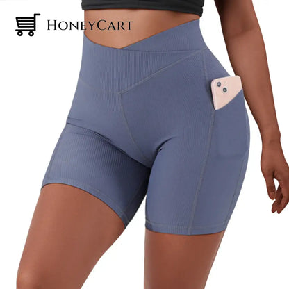 Crossover Ribbed Pocket Shorts Blue / S Pants