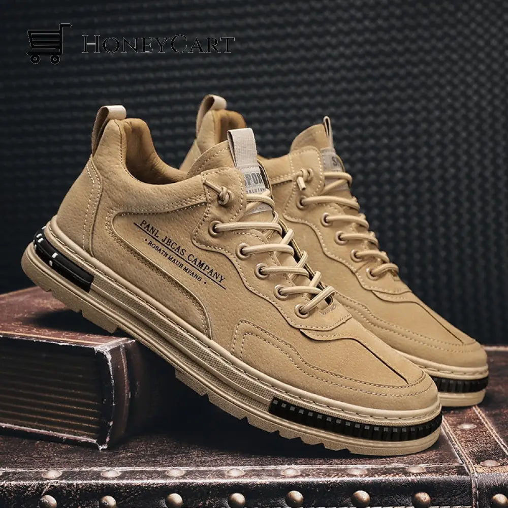 Crusty Leather Work Boots Khaki / 5