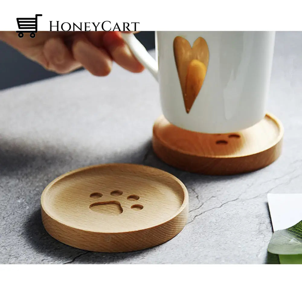 Cute Cat Paw Wooden Coaster Coasters