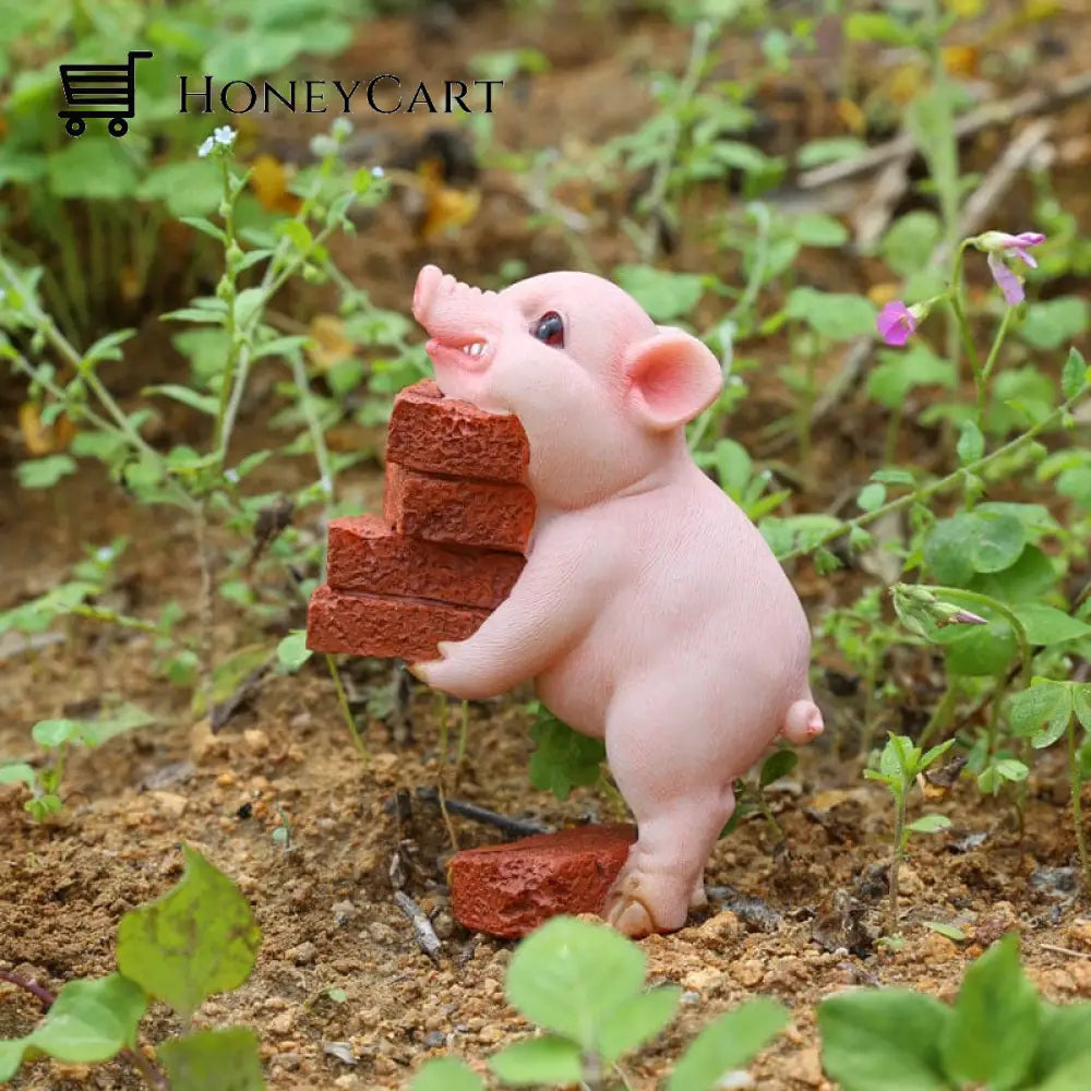 Cute Pig Ornament Brick-Moving Pig