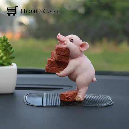 Cute Pig Ornament Car Brick-Moving Pig