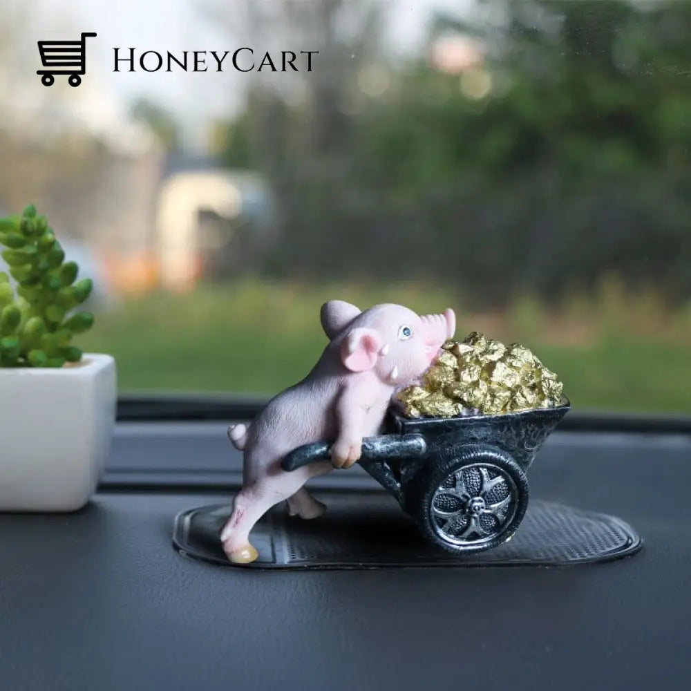 Cute Pig Ornament Car Mining Pig