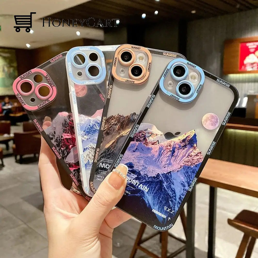 Cute Sunrise From Mountain Iphone Case With Camera Lens Protection