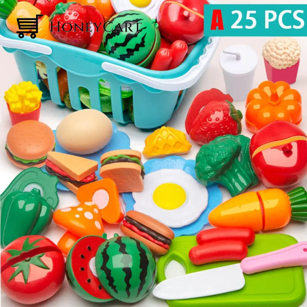 Cutting Play Food Toy For Kids Kitchen 25Pcs Set