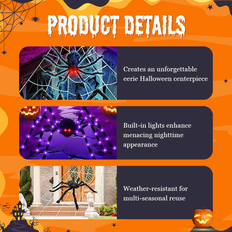 Giant Hairy Spider Web Set | The Scariest Halloween Yard Decor