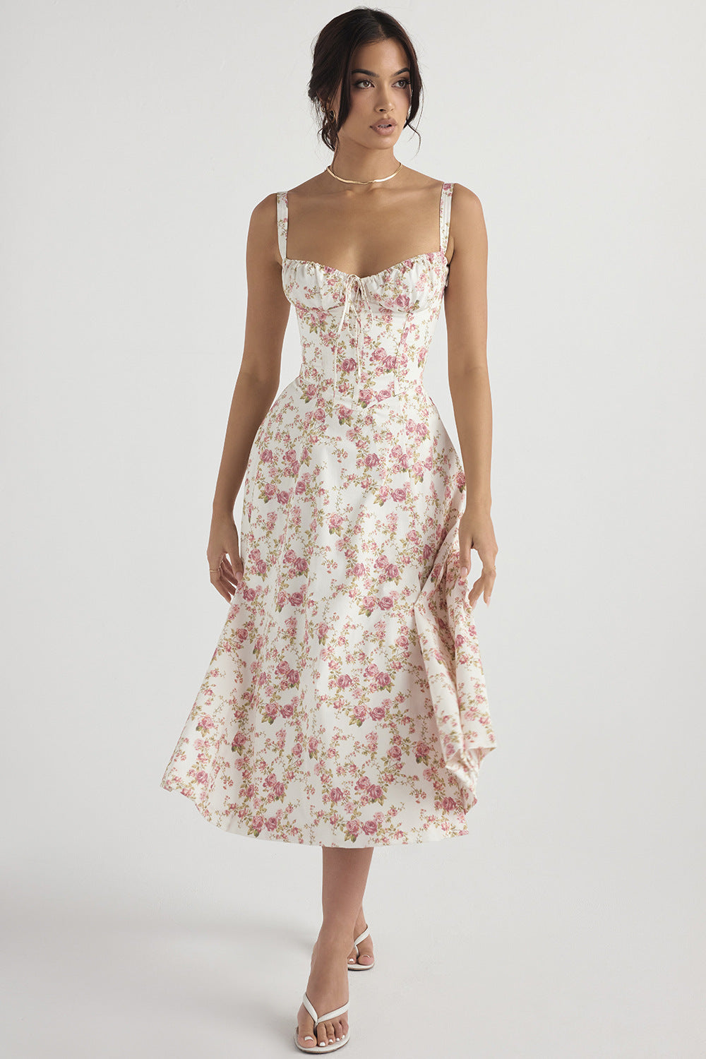 New Women's Floral Print Dress With Straps