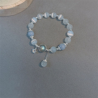 Cat's Eye Moonstone Butterfly Star Charm Support Bracelet