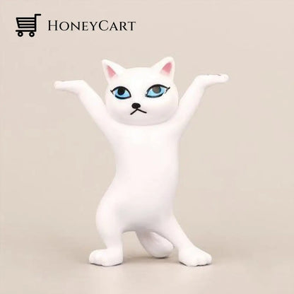 Dancing Cat Desktop Stand White Cat