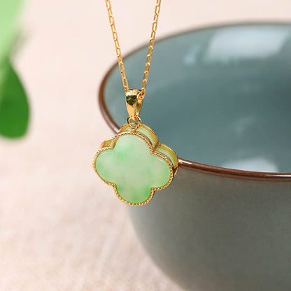 Four Leaf Clover Jade Pattern Luck Necklace Pendant