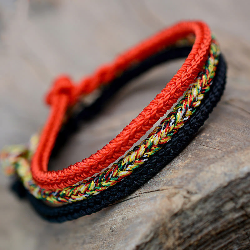 Tibetan Handmade Eight Thread Peace Knot Protection Braided String Bracelet