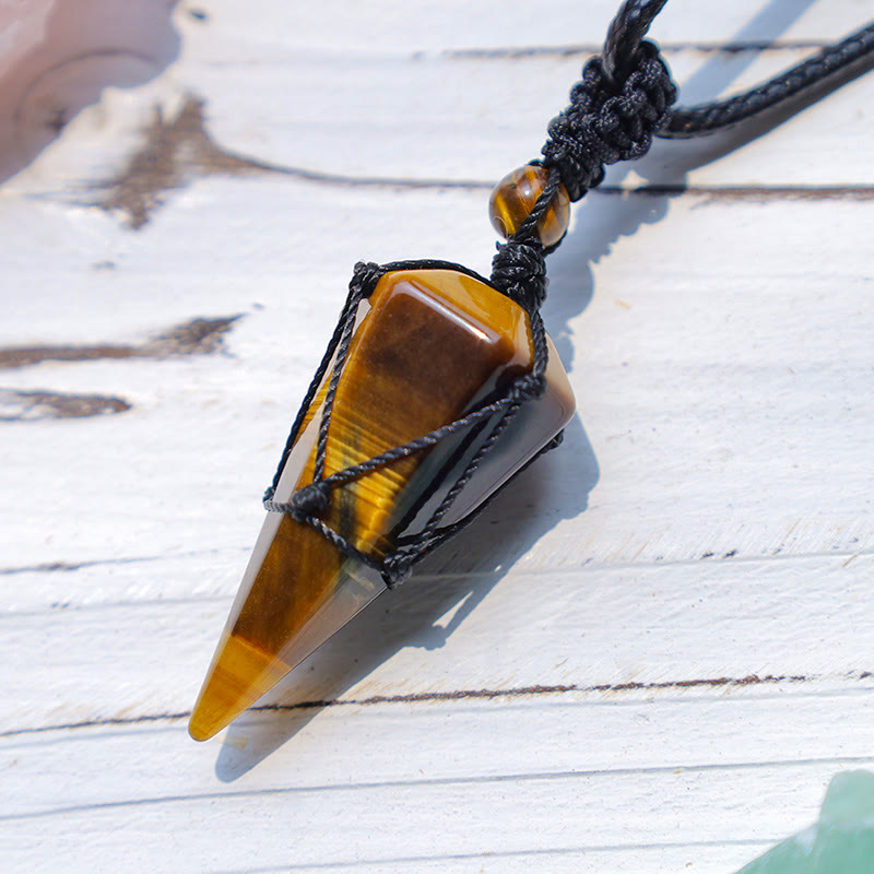 Natural Stone Pointed Pendant Necklace