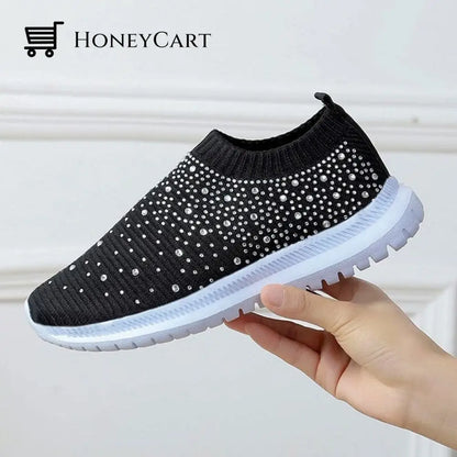 Diamond-Studded Sneakers Black / 36