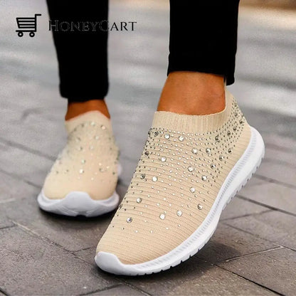 Diamond-Studded Sneakers Brown / 36