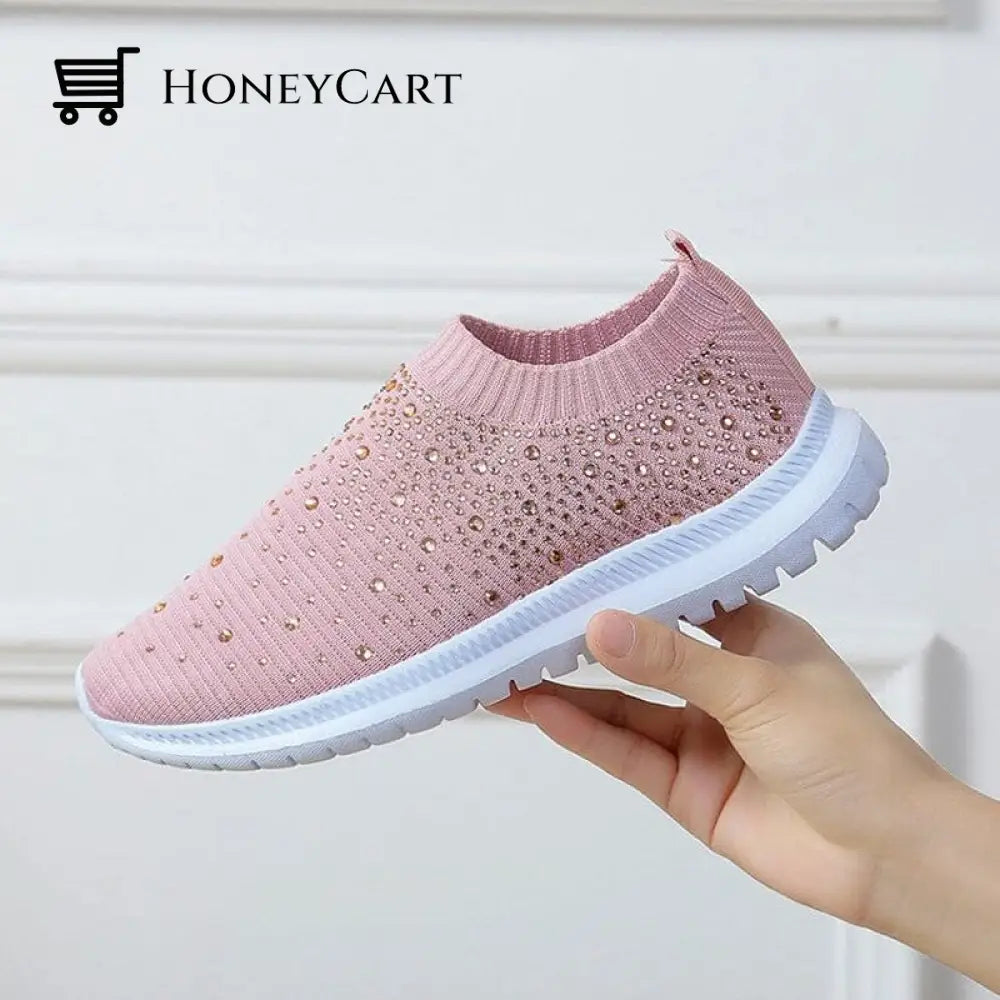 Diamond-Studded Sneakers Pink / 36