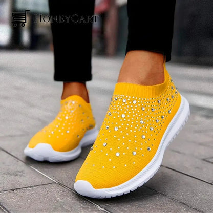 Diamond-Studded Sneakers Yellow / 36