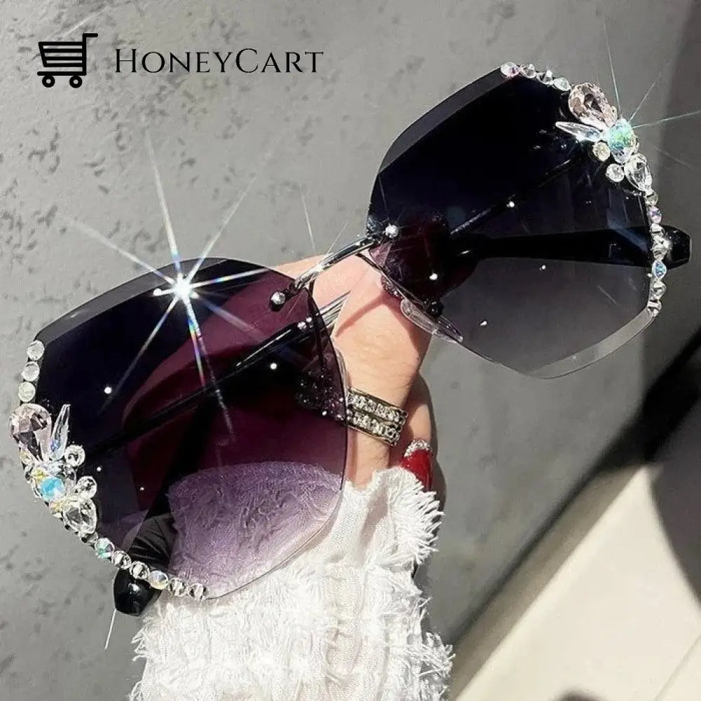 Diamond Sunglasses Woman For Beach Summer Grey