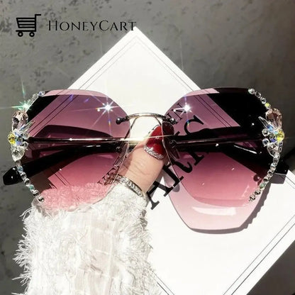 Diamond Sunglasses Woman For Beach Summer Purple