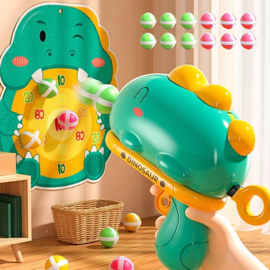 Dinosaur Sticky Ball Throwing Toy - Kids Dart Board Game with Dinosaur Shooter Toy